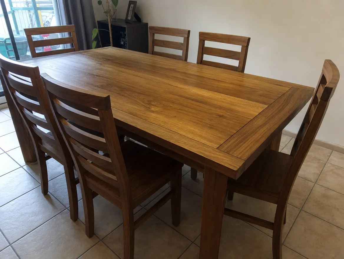 Table à manger bois massif + 6 chaises · 220 € (Chirongui)