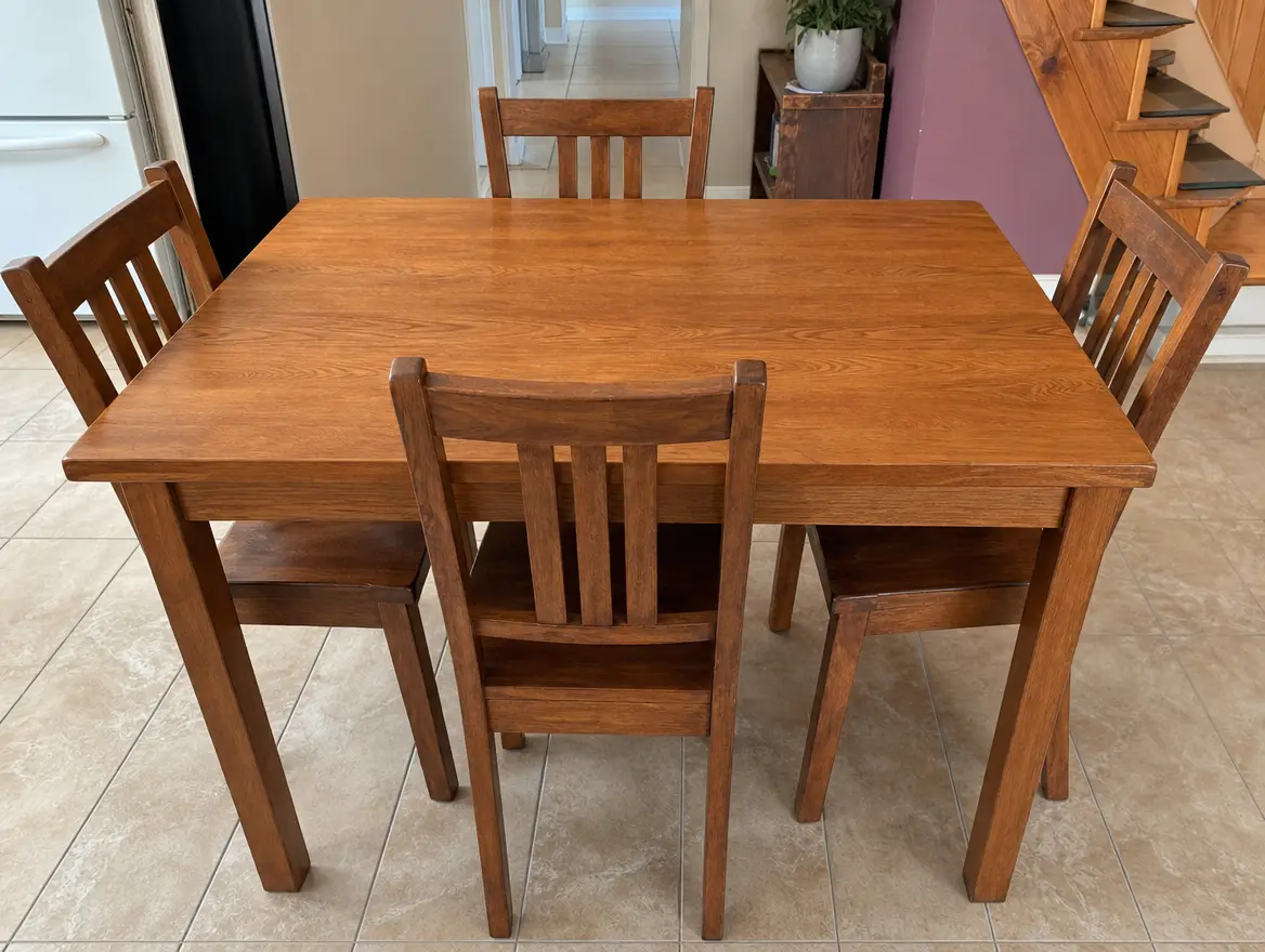 Table à manger en bois + 4 chaises · 120 € (Pamandzi)