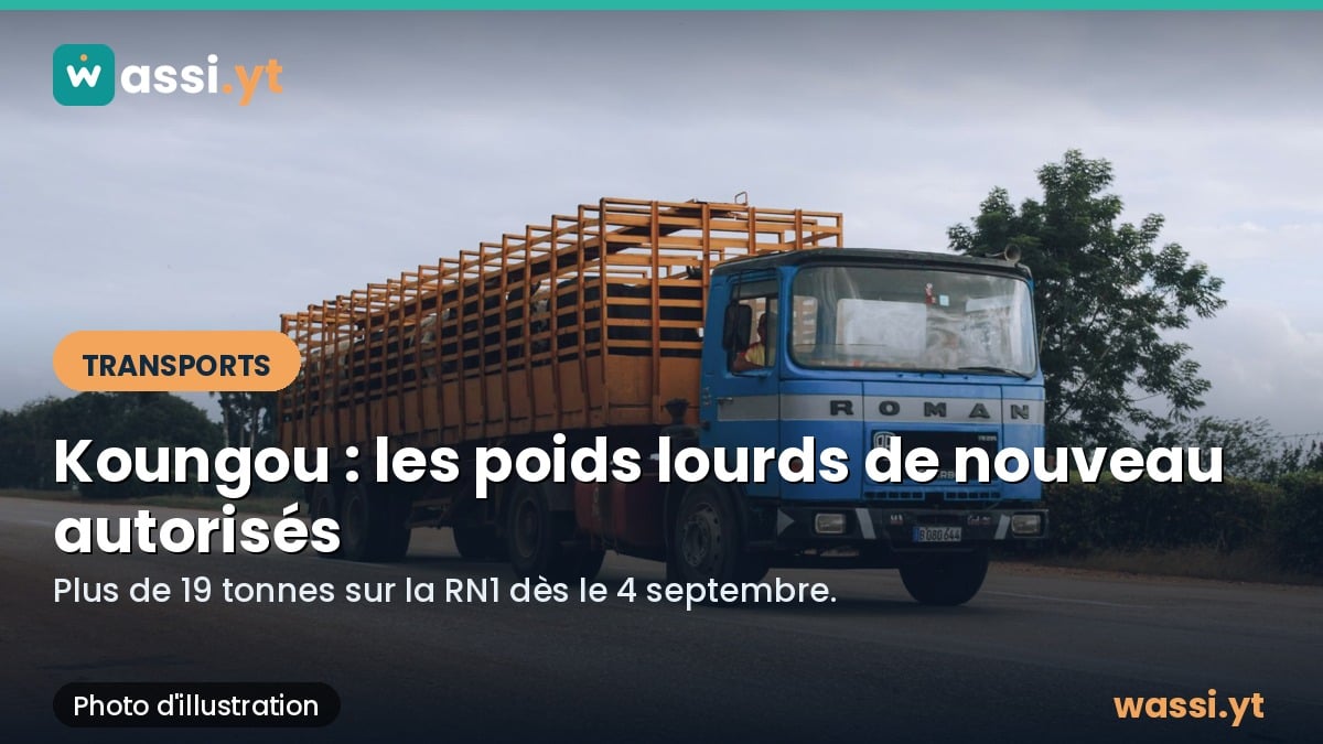 Koungou : la justice autorise de nouveau les poids lourds de plus de 19 tonnes sur la RN1